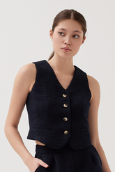 Tweed Vest in Navy Blue